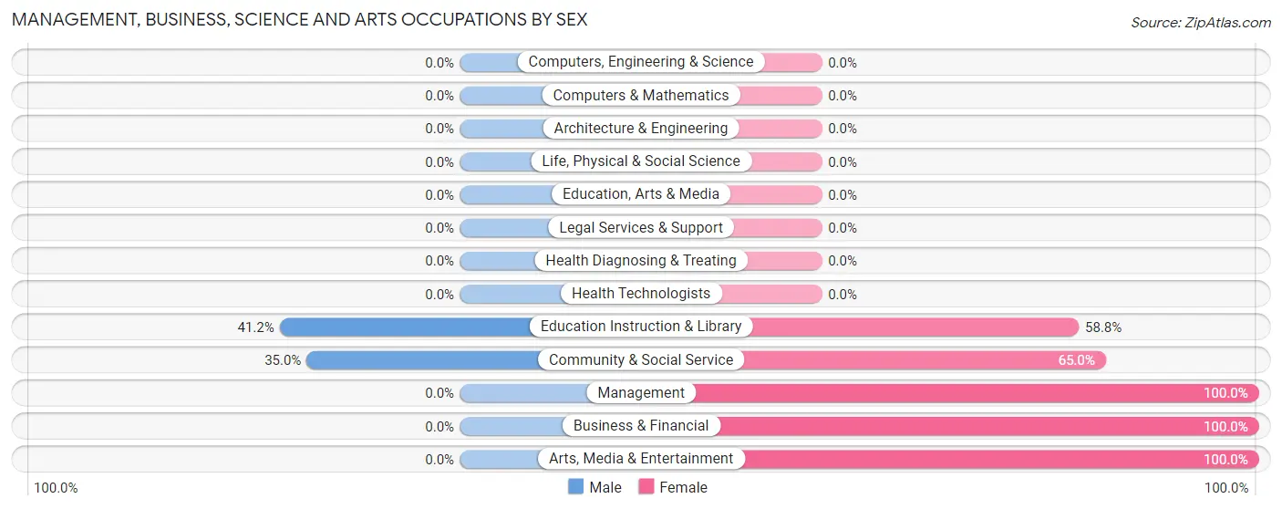 Management, Business, Science and Arts Occupations by Sex in Zip Code 27110