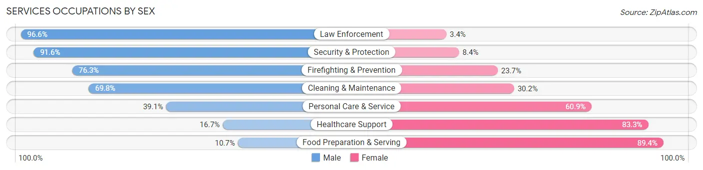 Services Occupations by Sex in Zip Code 27358