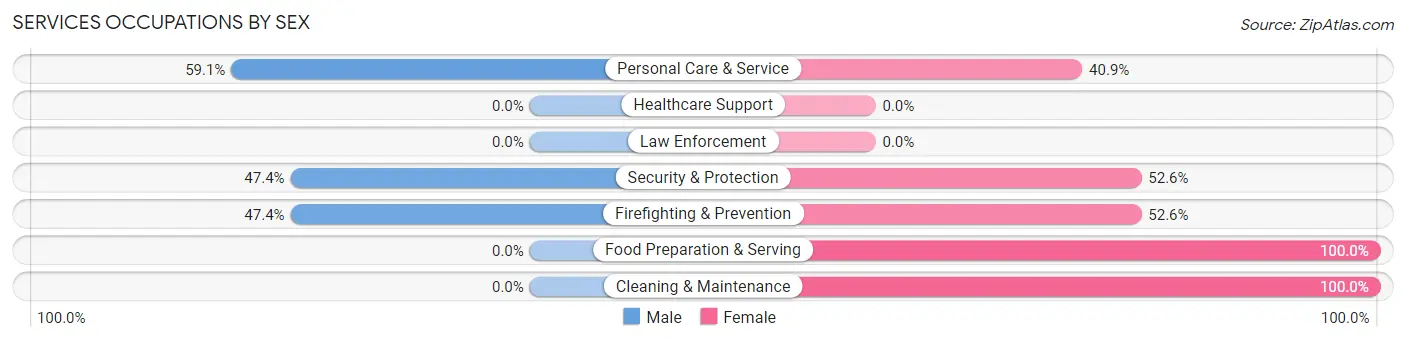 Services Occupations by Sex in Zip Code 27411