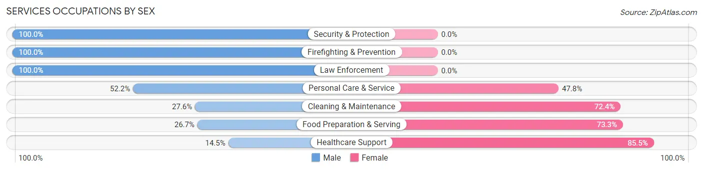 Services Occupations by Sex in Zip Code 27504