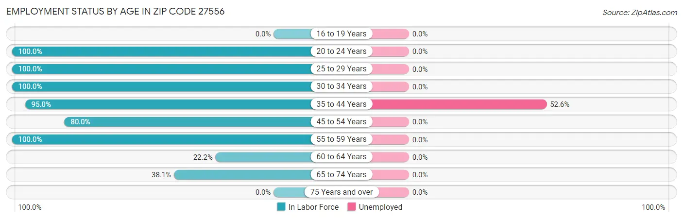 Employment Status by Age in Zip Code 27556