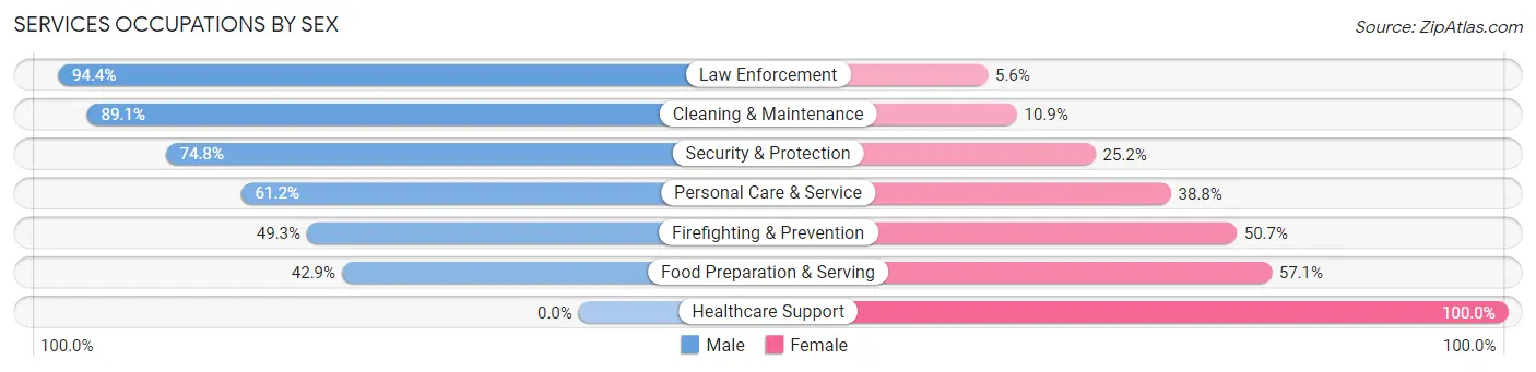 Services Occupations by Sex in Zip Code 27804