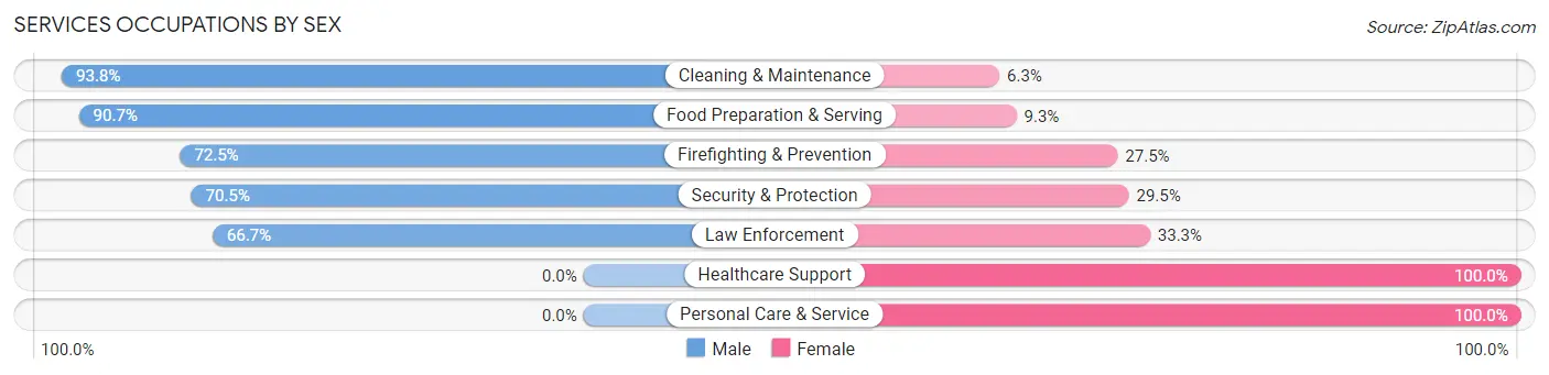 Services Occupations by Sex in Zip Code 27846