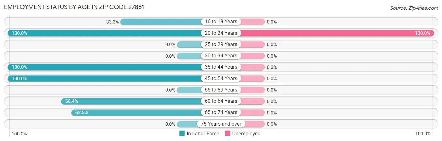 Employment Status by Age in Zip Code 27861