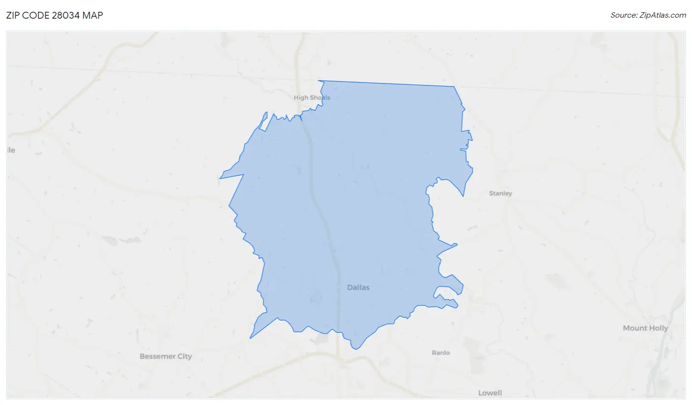 Zip Code 28034 Map