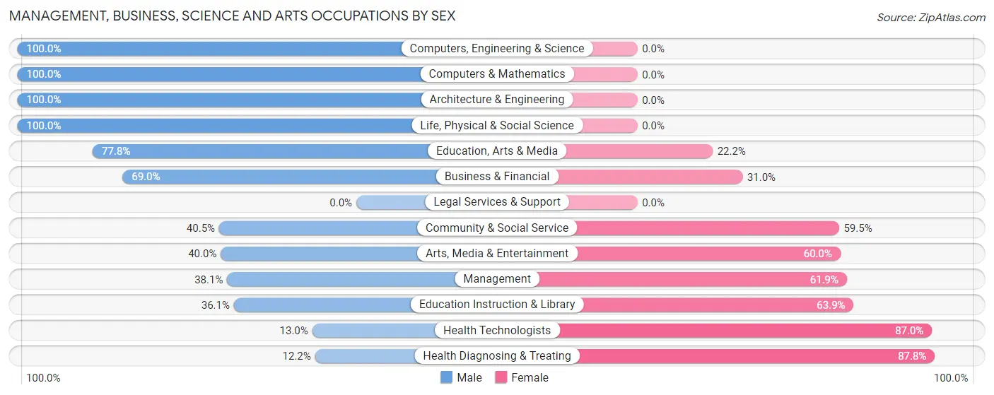 Management, Business, Science and Arts Occupations by Sex in Zip Code 28040