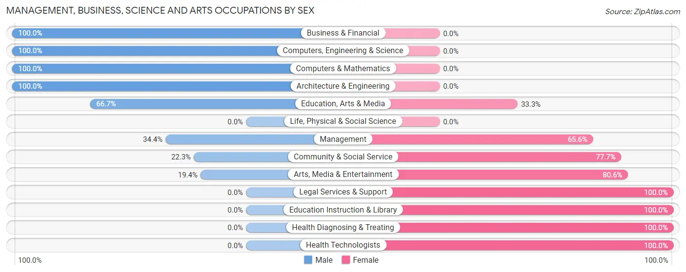 Management, Business, Science and Arts Occupations by Sex in Zip Code 28073