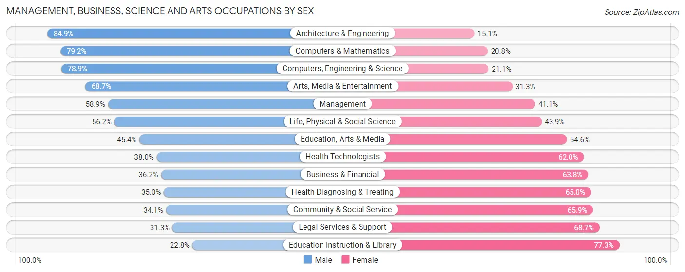 Management, Business, Science and Arts Occupations by Sex in Zip Code 28079