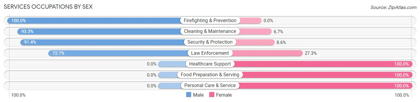 Services Occupations by Sex in Zip Code 28137