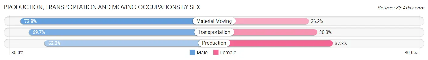 Production, Transportation and Moving Occupations by Sex in Zip Code 28213