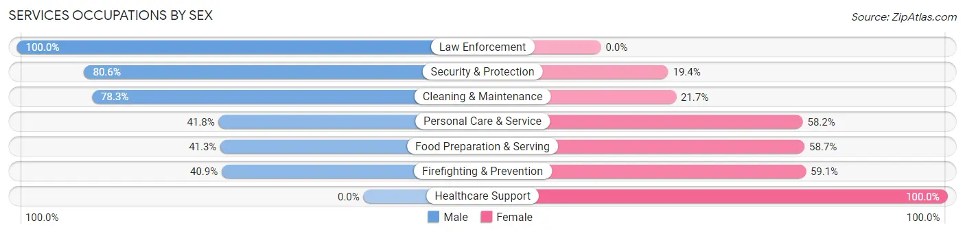 Services Occupations by Sex in Zip Code 28312