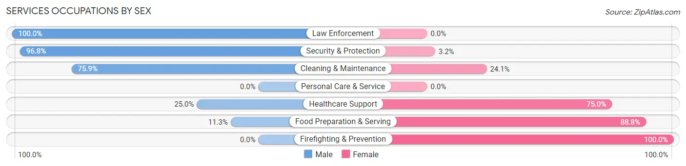 Services Occupations by Sex in Zip Code 28345