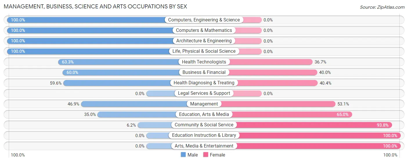 Management, Business, Science and Arts Occupations by Sex in Zip Code 28349