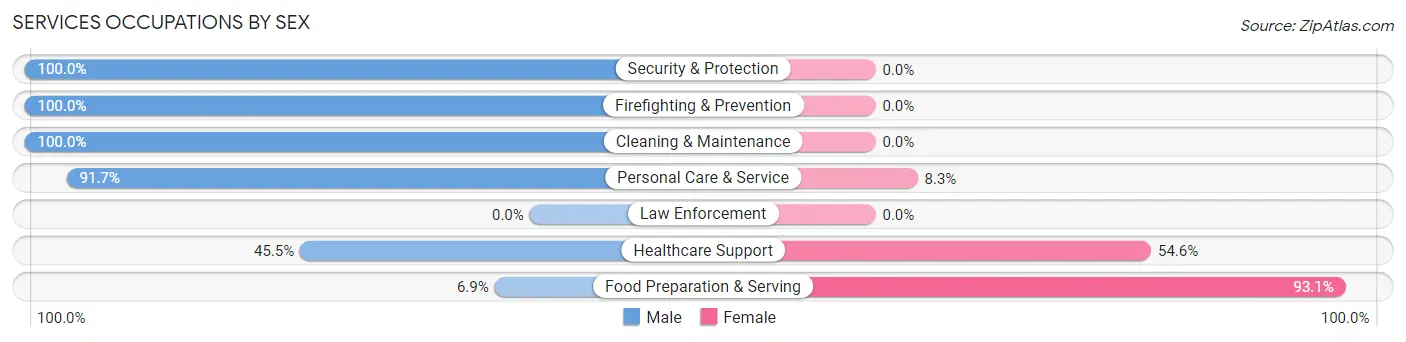 Services Occupations by Sex in Zip Code 28366