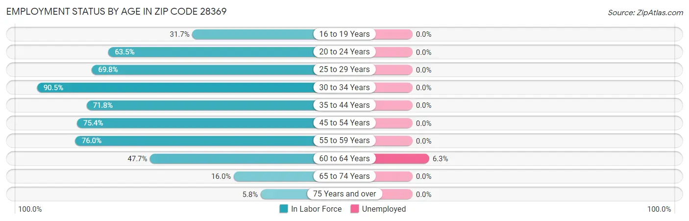 Employment Status by Age in Zip Code 28369