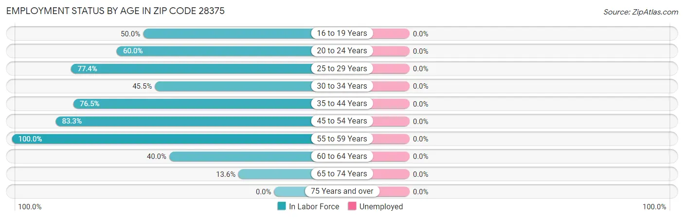 Employment Status by Age in Zip Code 28375