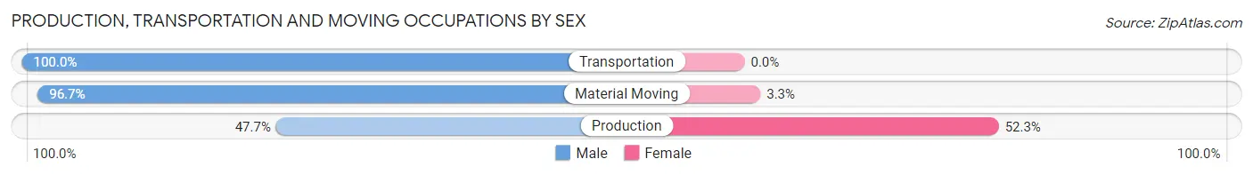 Production, Transportation and Moving Occupations by Sex in Zip Code 28393