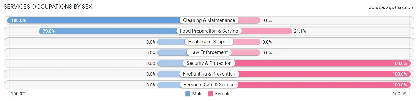 Services Occupations by Sex in Zip Code 28393