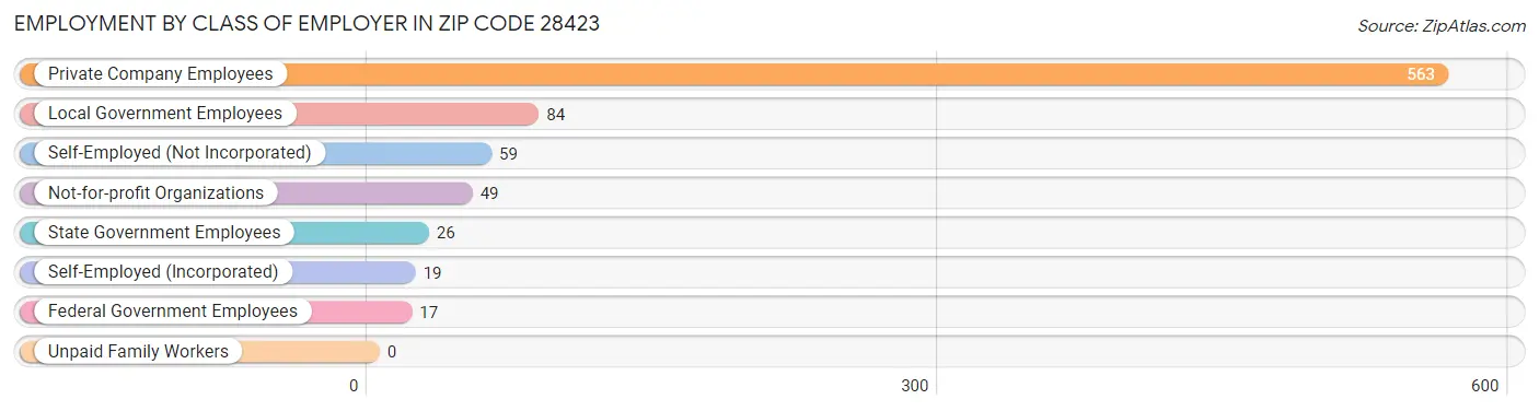 Employment by Class of Employer in Zip Code 28423