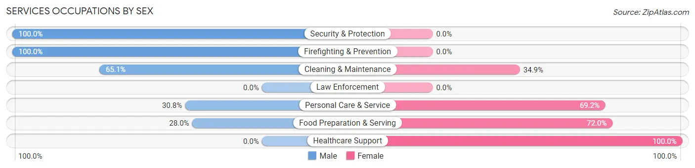 Services Occupations by Sex in Zip Code 28428