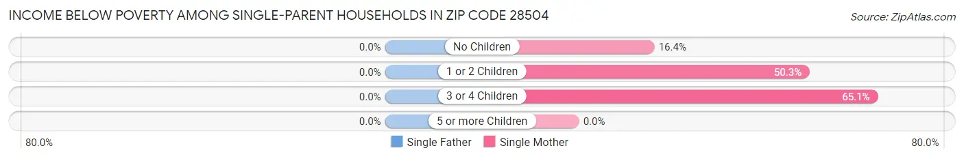 Income Below Poverty Among Single-Parent Households in Zip Code 28504