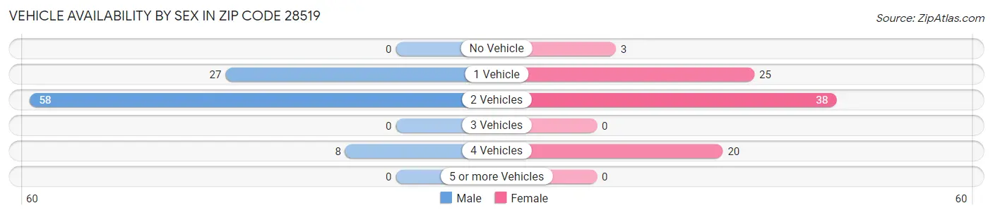Vehicle Availability by Sex in Zip Code 28519