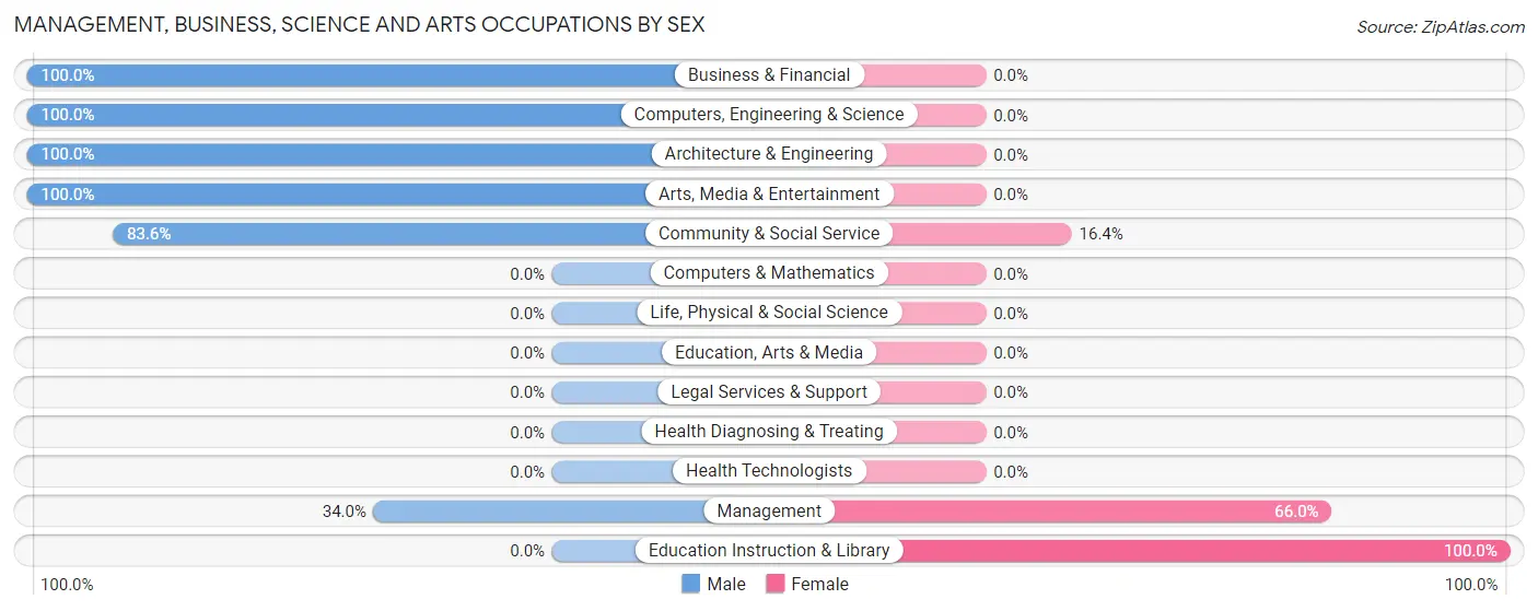 Management, Business, Science and Arts Occupations by Sex in Zip Code 28553