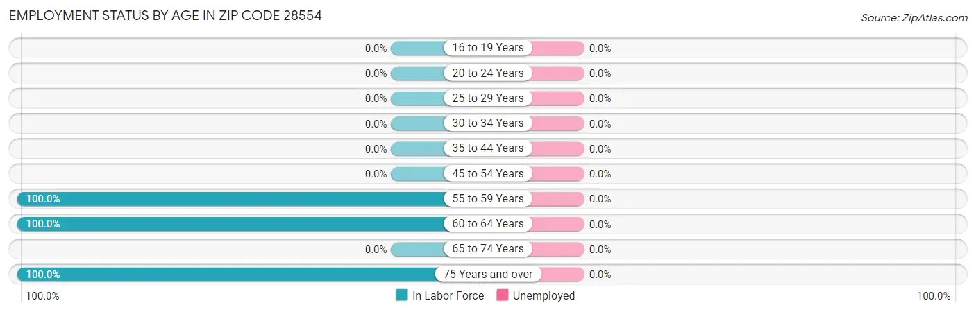 Employment Status by Age in Zip Code 28554