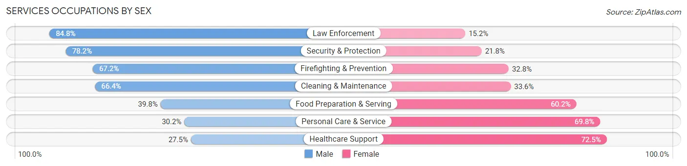 Services Occupations by Sex in Zip Code 28570