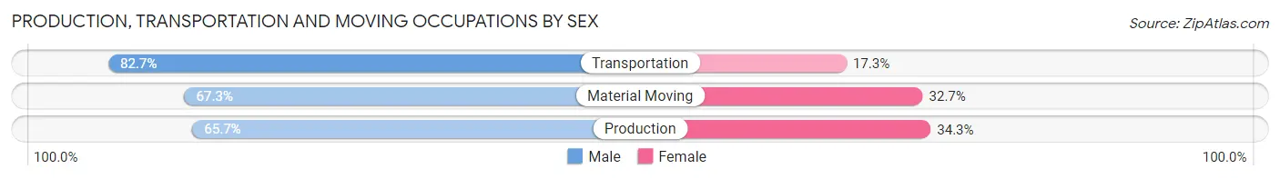 Production, Transportation and Moving Occupations by Sex in Zip Code 28602