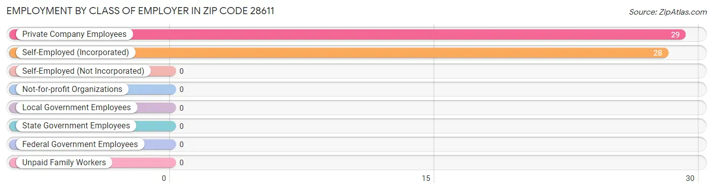 Employment by Class of Employer in Zip Code 28611