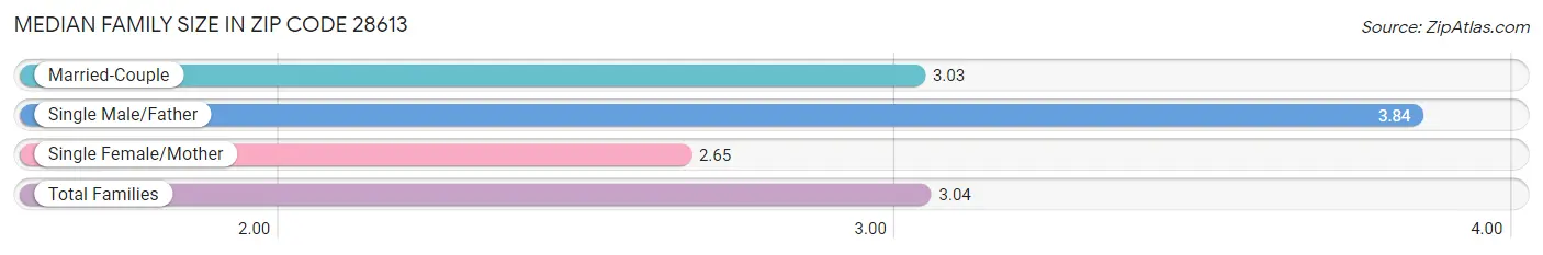 Median Family Size in Zip Code 28613