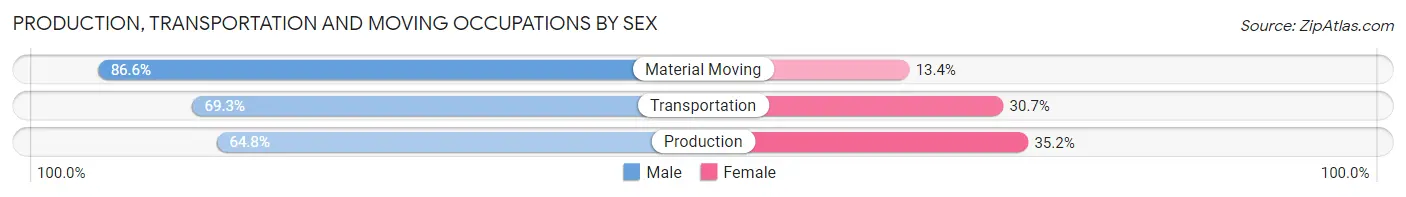 Production, Transportation and Moving Occupations by Sex in Zip Code 28638