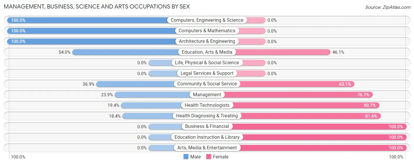 Management, Business, Science and Arts Occupations by Sex in Zip Code 28669