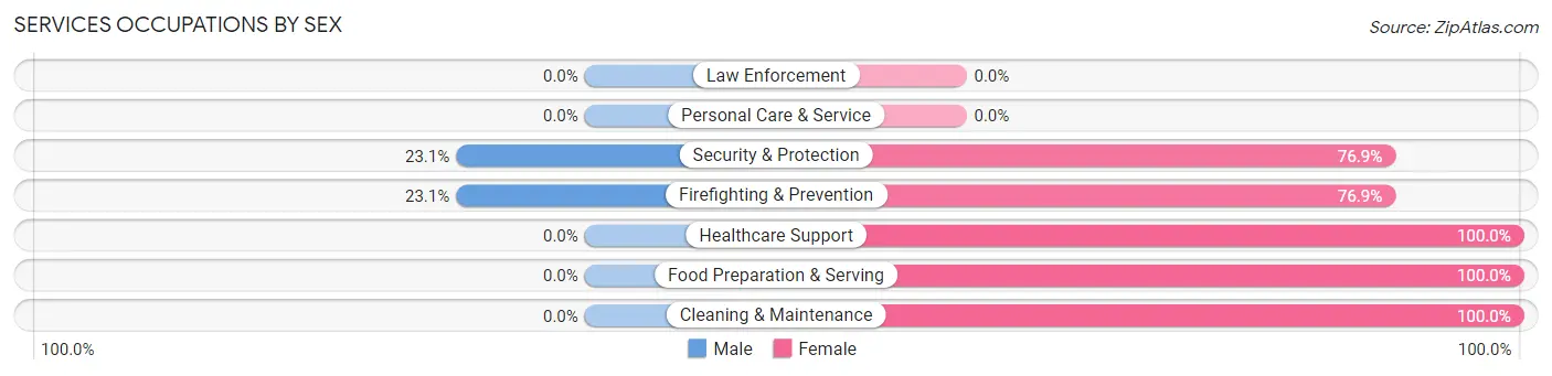 Services Occupations by Sex in Zip Code 28689