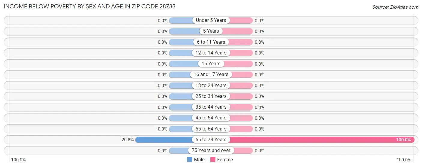 Income Below Poverty by Sex and Age in Zip Code 28733