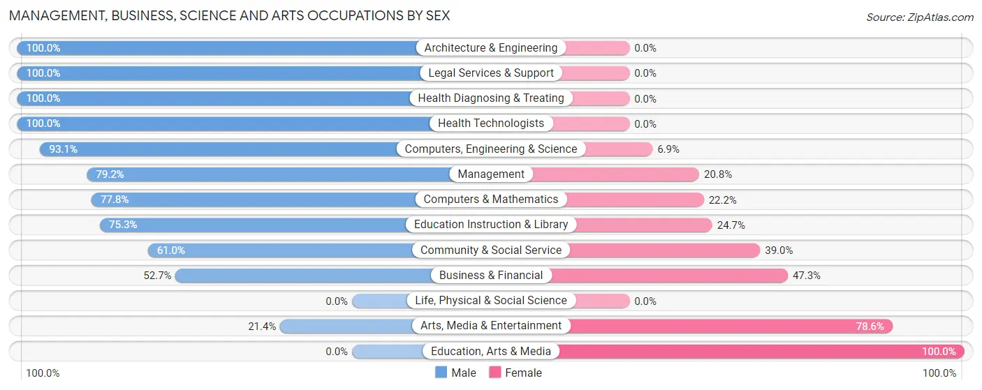 Management, Business, Science and Arts Occupations by Sex in Zip Code 28741