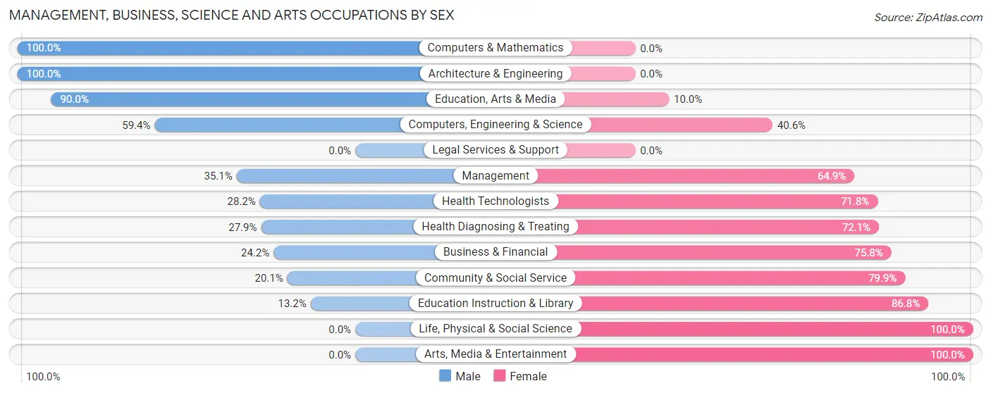 Management, Business, Science and Arts Occupations by Sex in Zip Code 28762