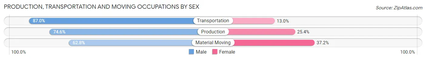Production, Transportation and Moving Occupations by Sex in Zip Code 28762