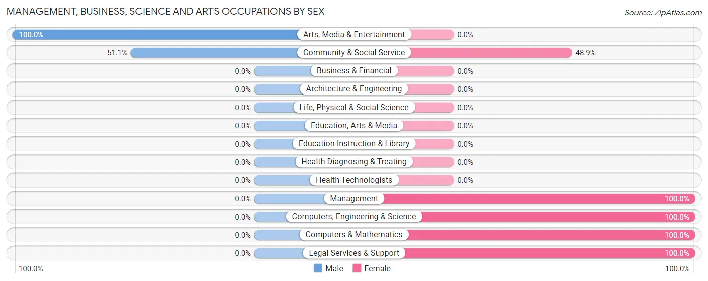 Management, Business, Science and Arts Occupations by Sex in Zip Code 28775