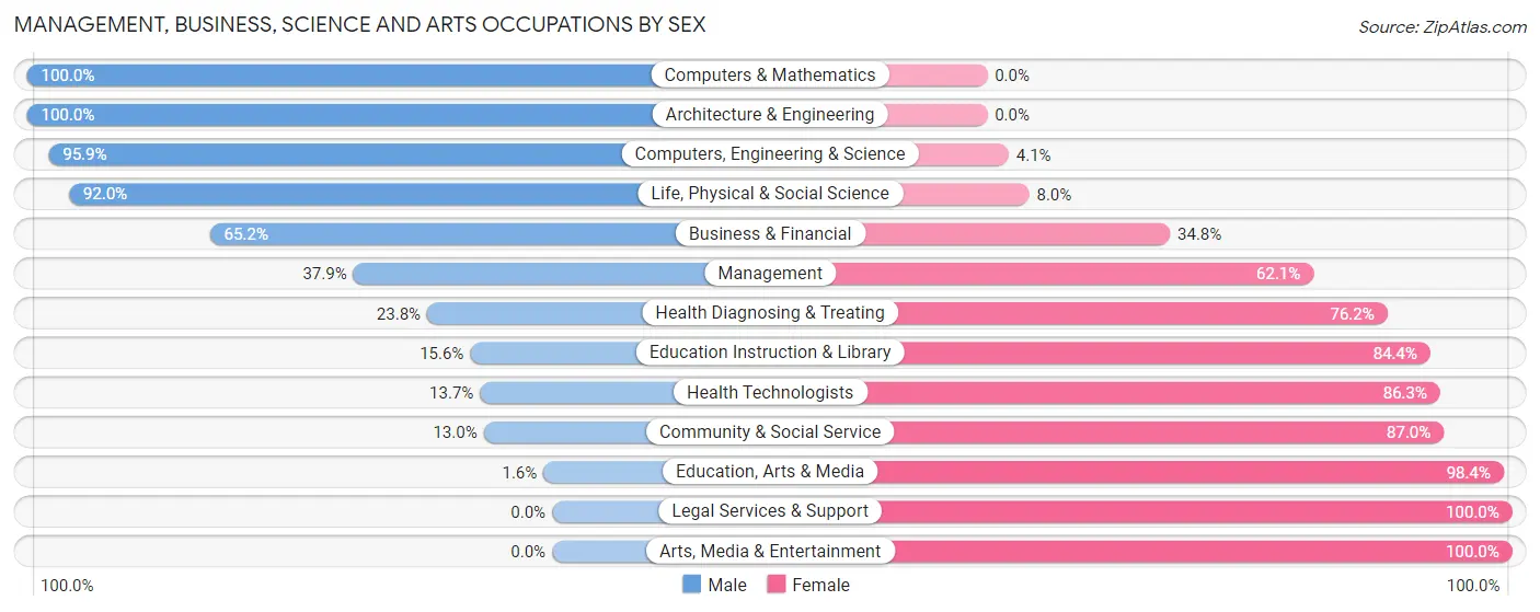 Management, Business, Science and Arts Occupations by Sex in Zip Code 28785
