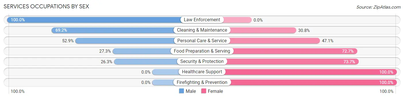 Services Occupations by Sex in Zip Code 28905