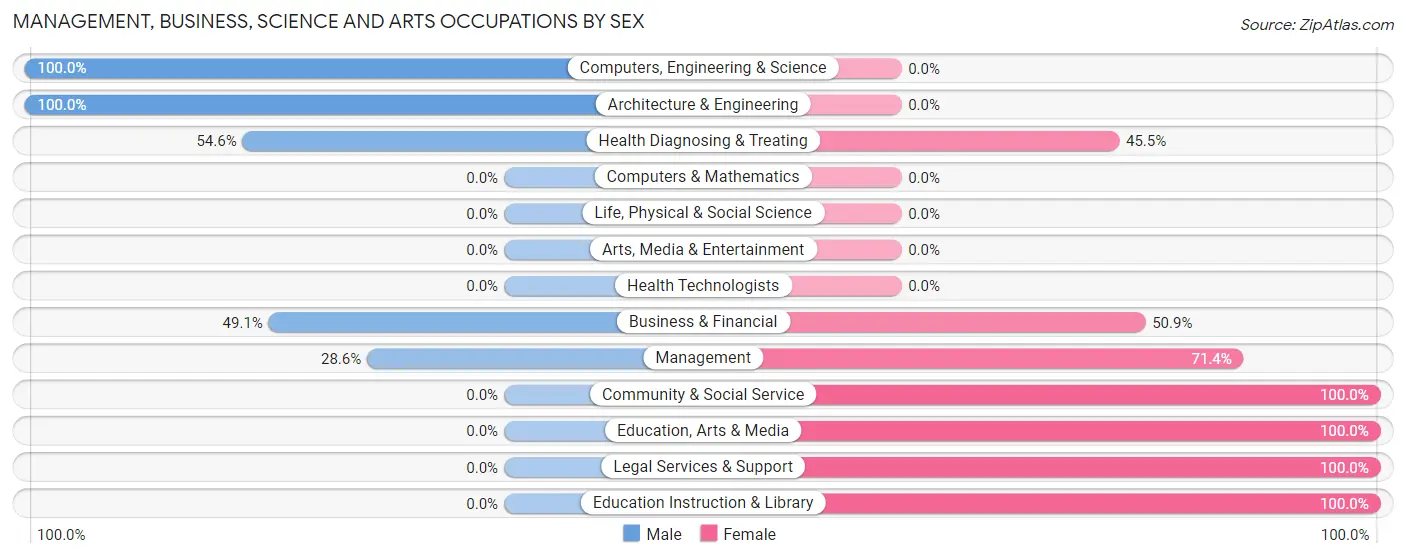 Management, Business, Science and Arts Occupations by Sex in Zip Code 29168