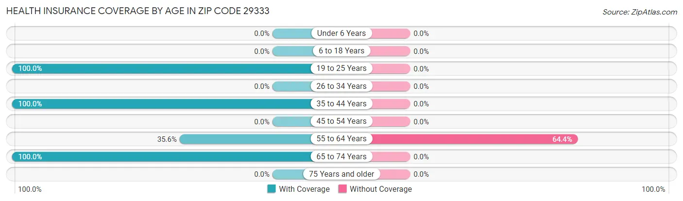 Health Insurance Coverage by Age in Zip Code 29333