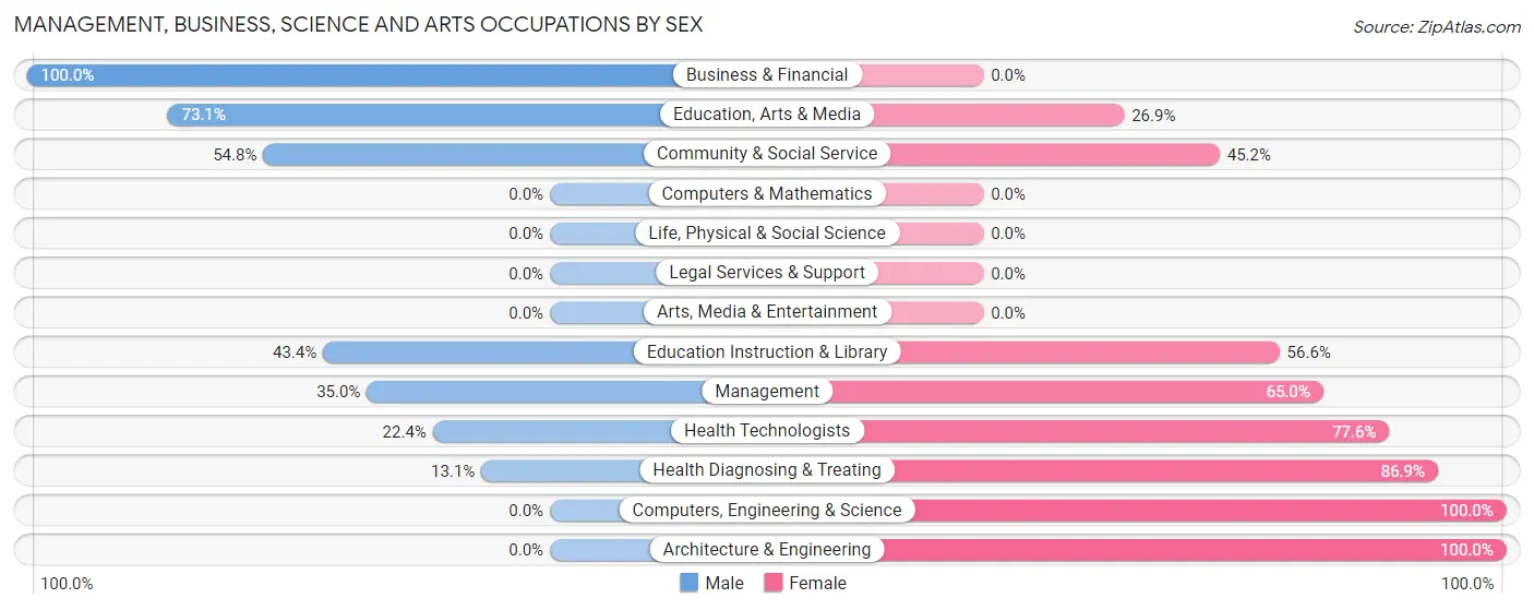 Management, Business, Science and Arts Occupations by Sex in Zip Code 29353