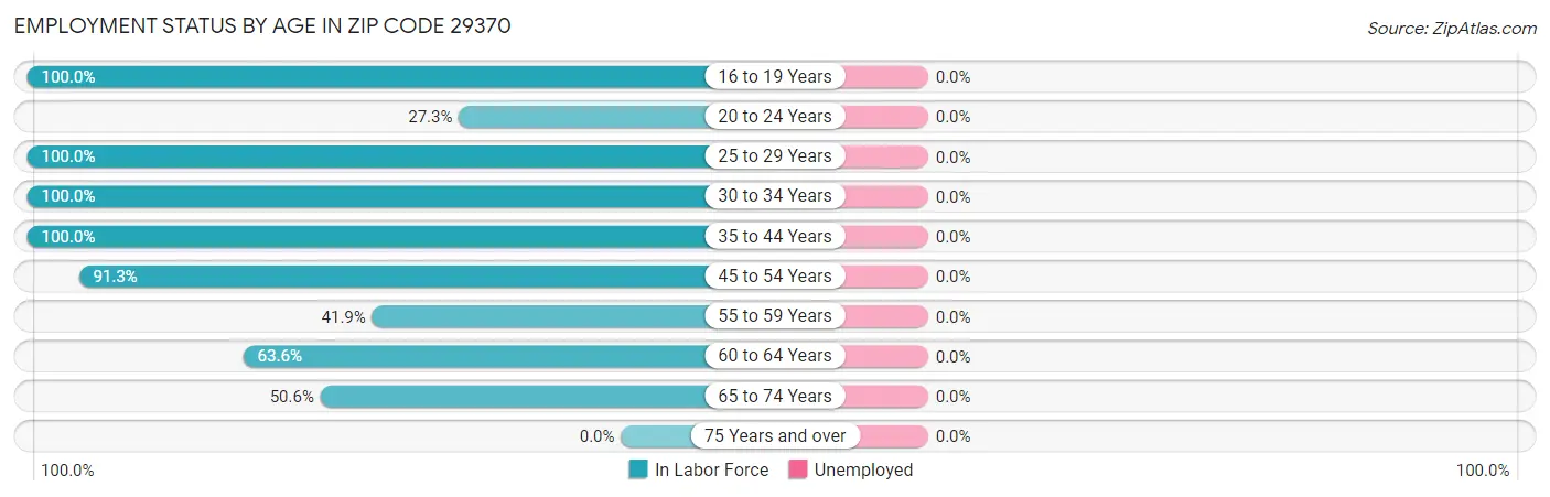 Employment Status by Age in Zip Code 29370