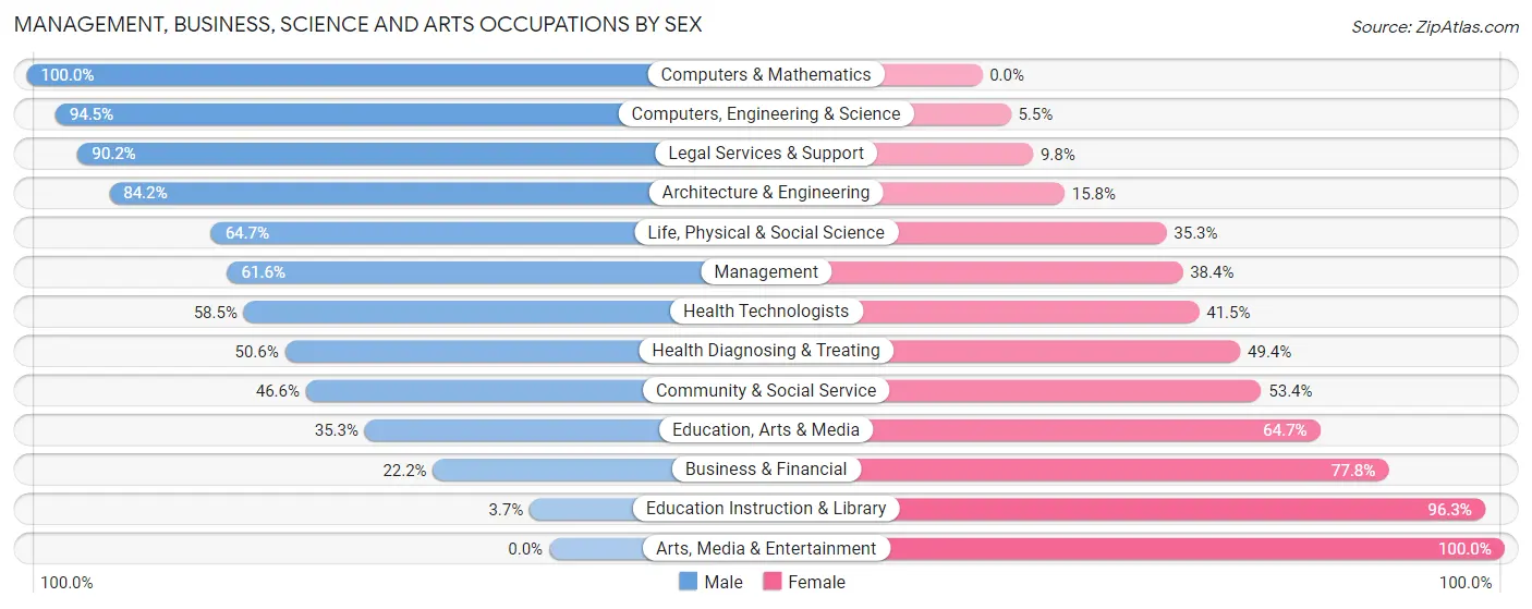 Management, Business, Science and Arts Occupations by Sex in Zip Code 29482