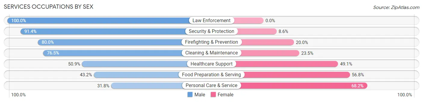 Services Occupations by Sex in Zip Code 29626