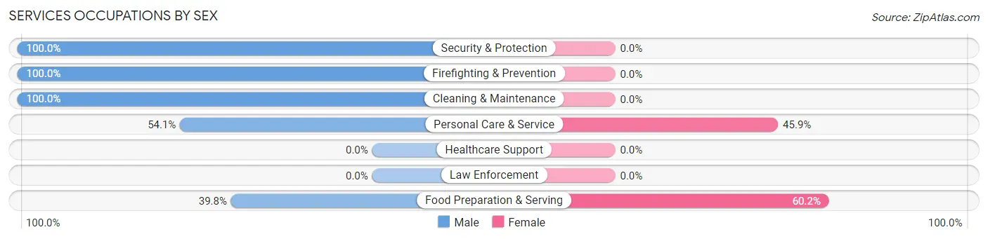 Services Occupations by Sex in Zip Code 29634