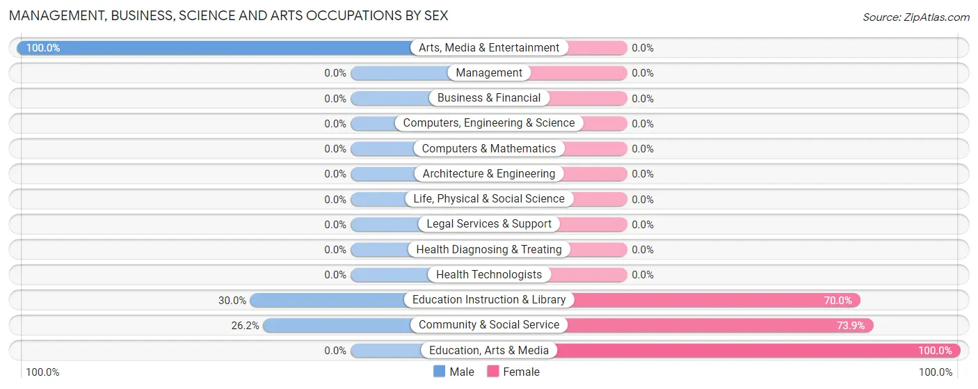 Management, Business, Science and Arts Occupations by Sex in Zip Code 29733